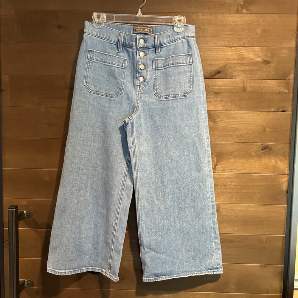 POINT SUR J Crew Wide Leg Crop Jean Pants Sz 28 Petite - Picture 2 of 5
